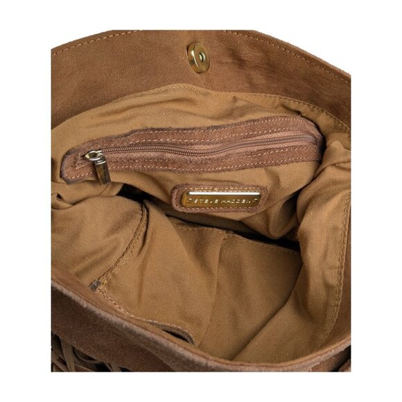 Steve Madden Tan Suede Studded Boho Western Cowgirl Fringed Shoulder Bag - Picture 5 of 12